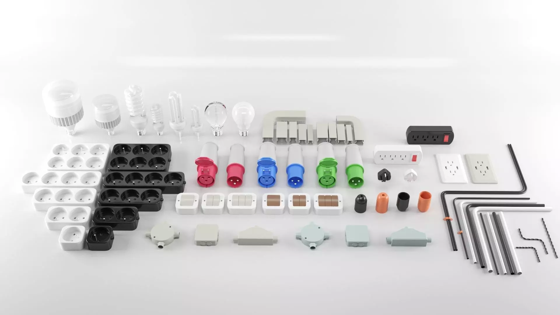 outlet set of sockets 3D model_0