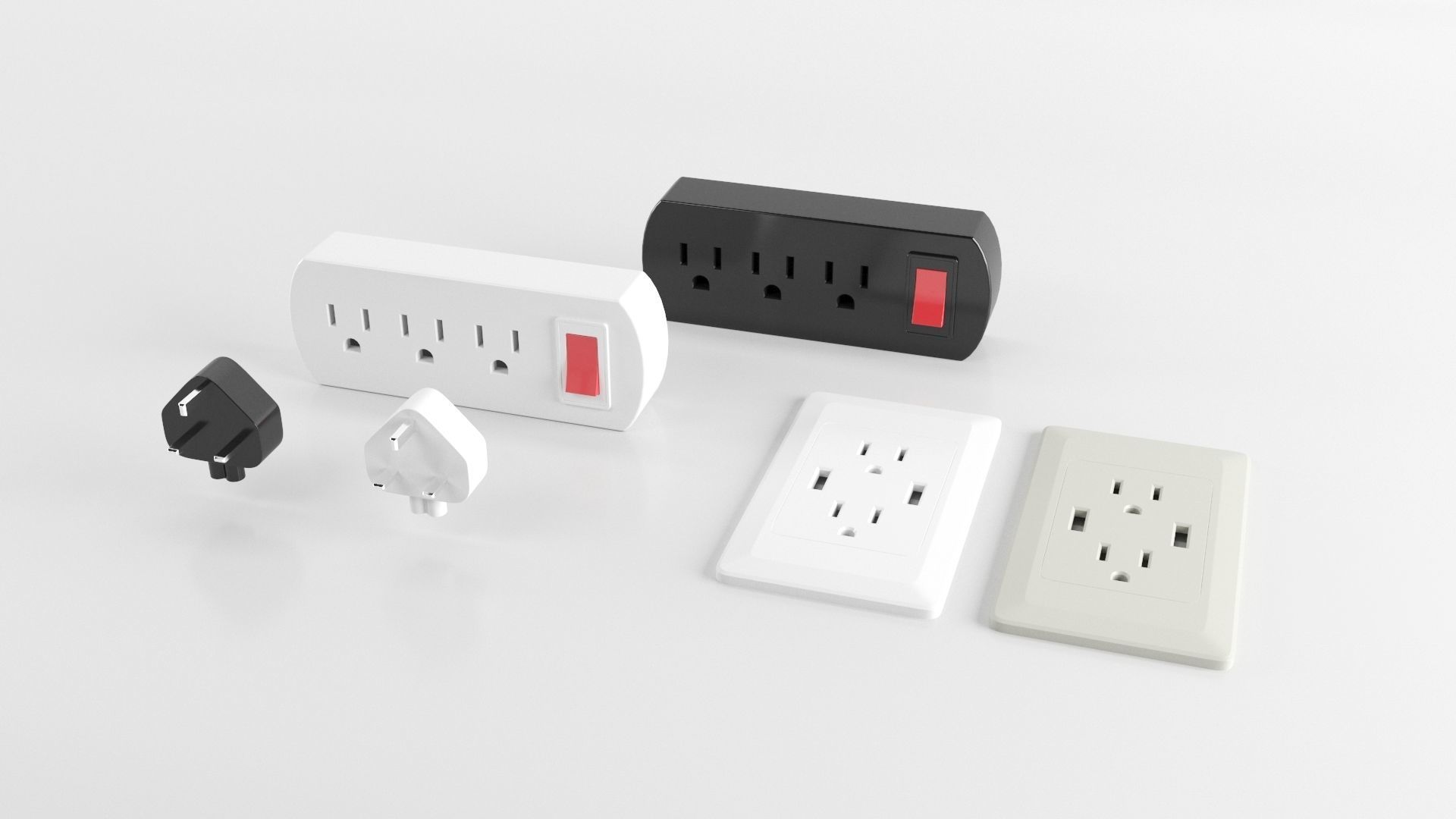 outlet set of sockets 3D model_1