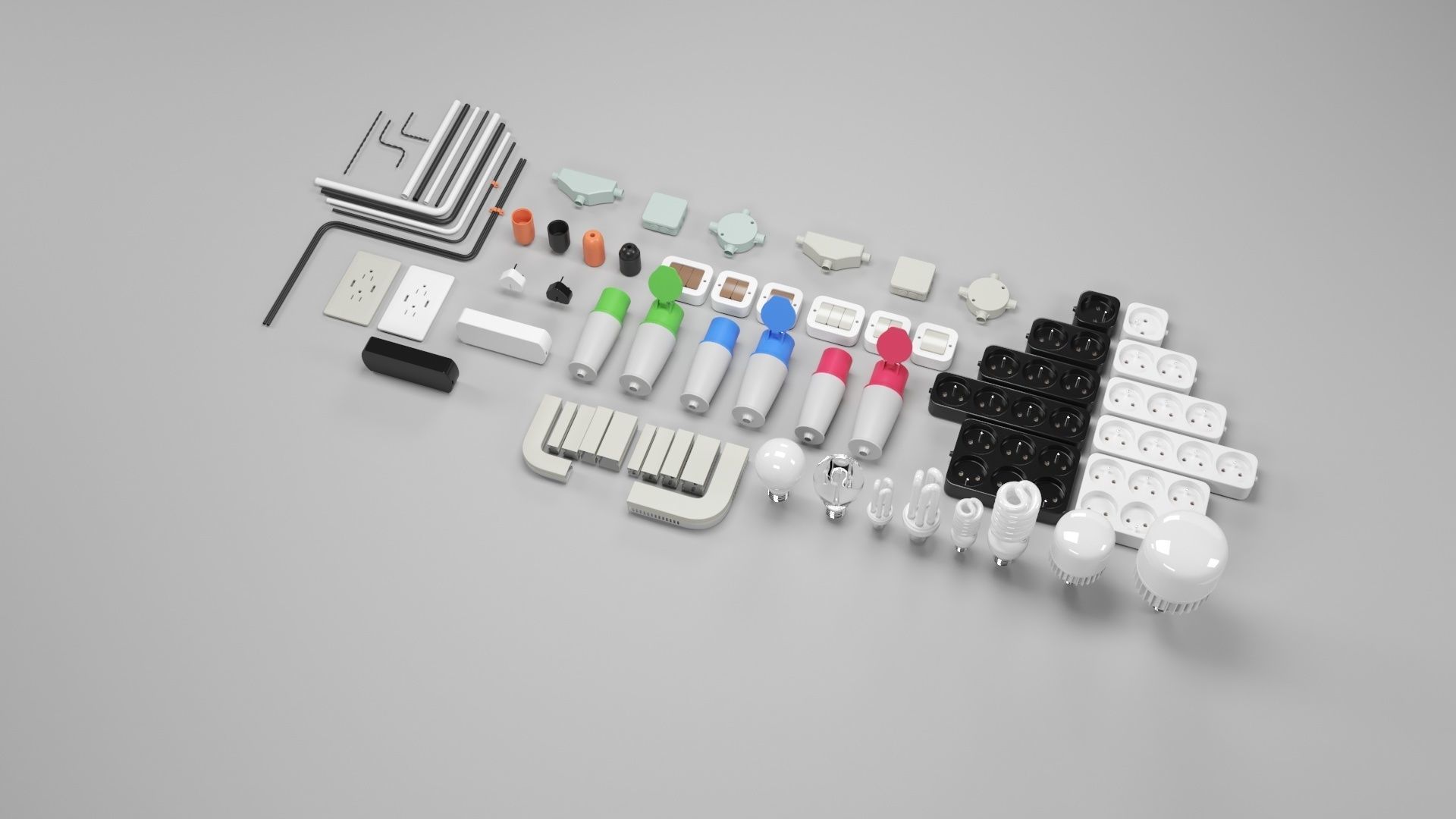 outlet set of sockets 3D model_4