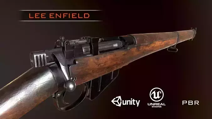Lee Enfield WW2 Rifle PBR Low-poly 3D model