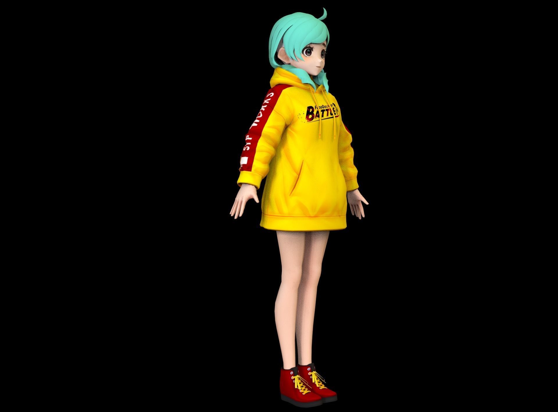 Anime Girl Low Poly Character 8 Low-poly 3D model_4