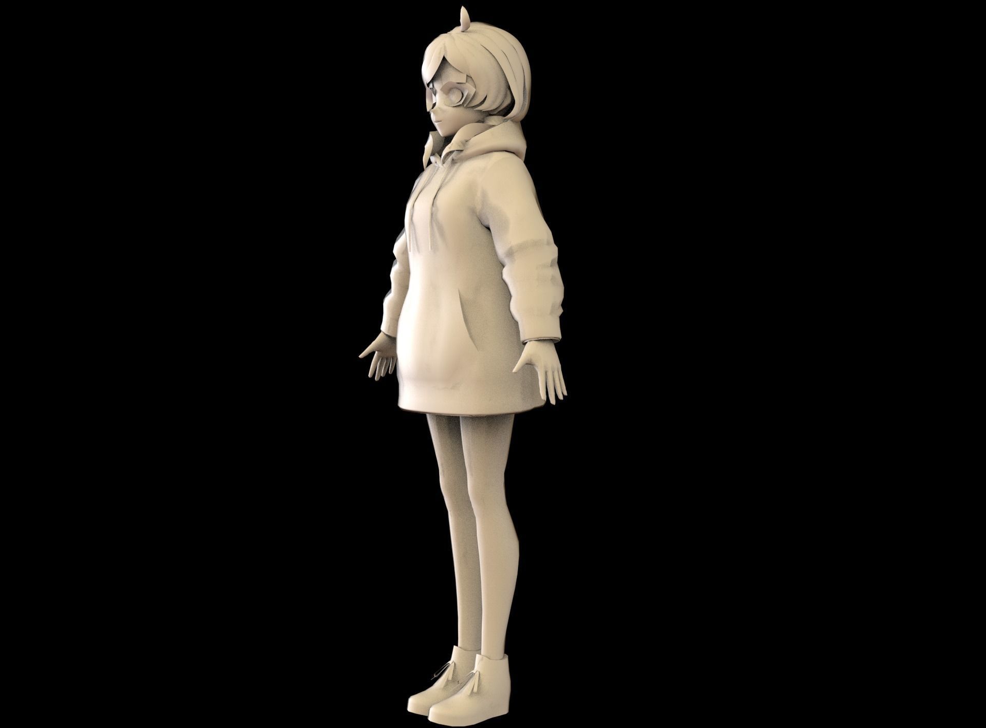 Anime Girl Low Poly Character 8 Low-poly 3D model_11
