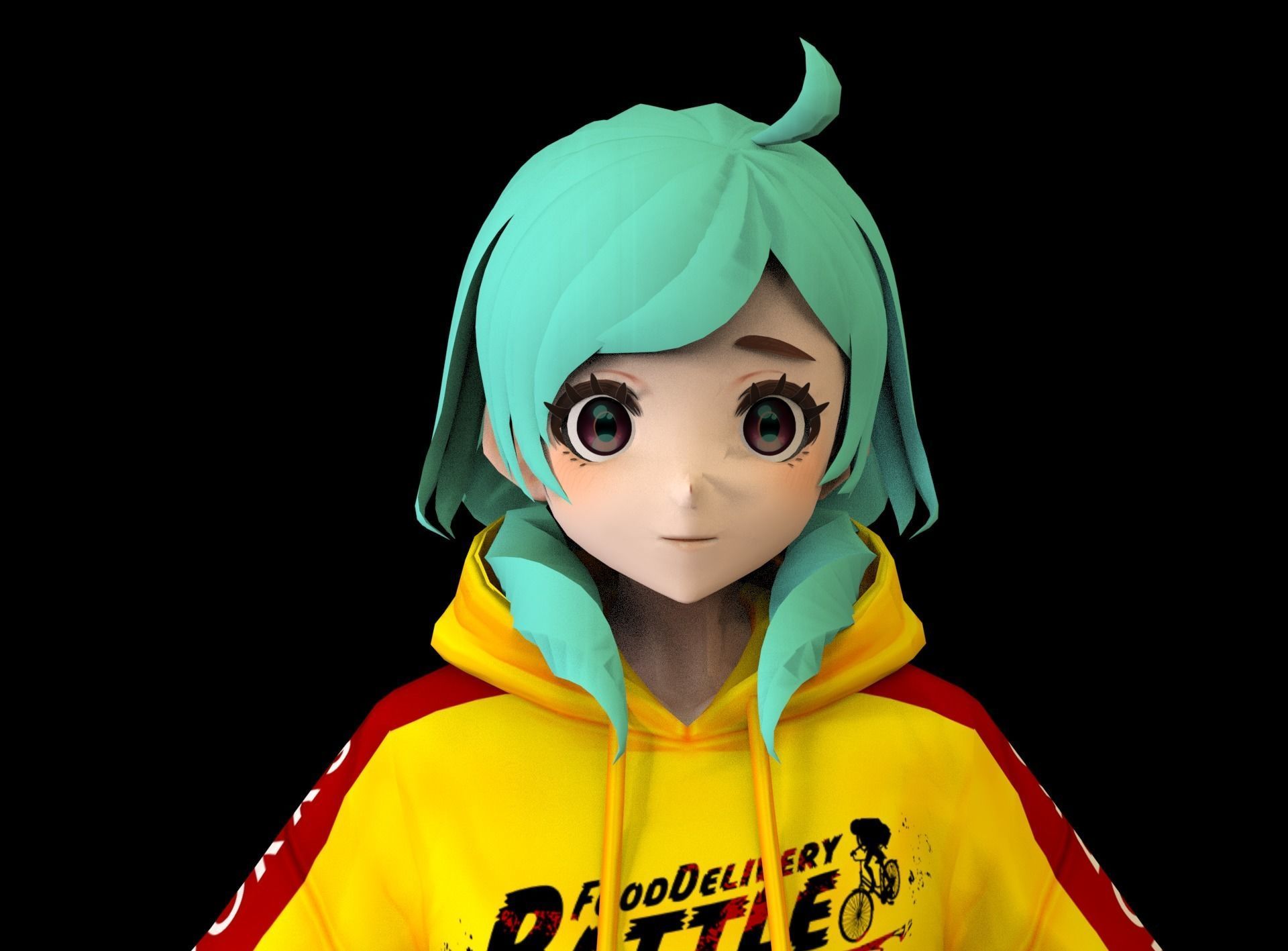 Anime Girl Low Poly Character 8 Low-poly 3D model_1
