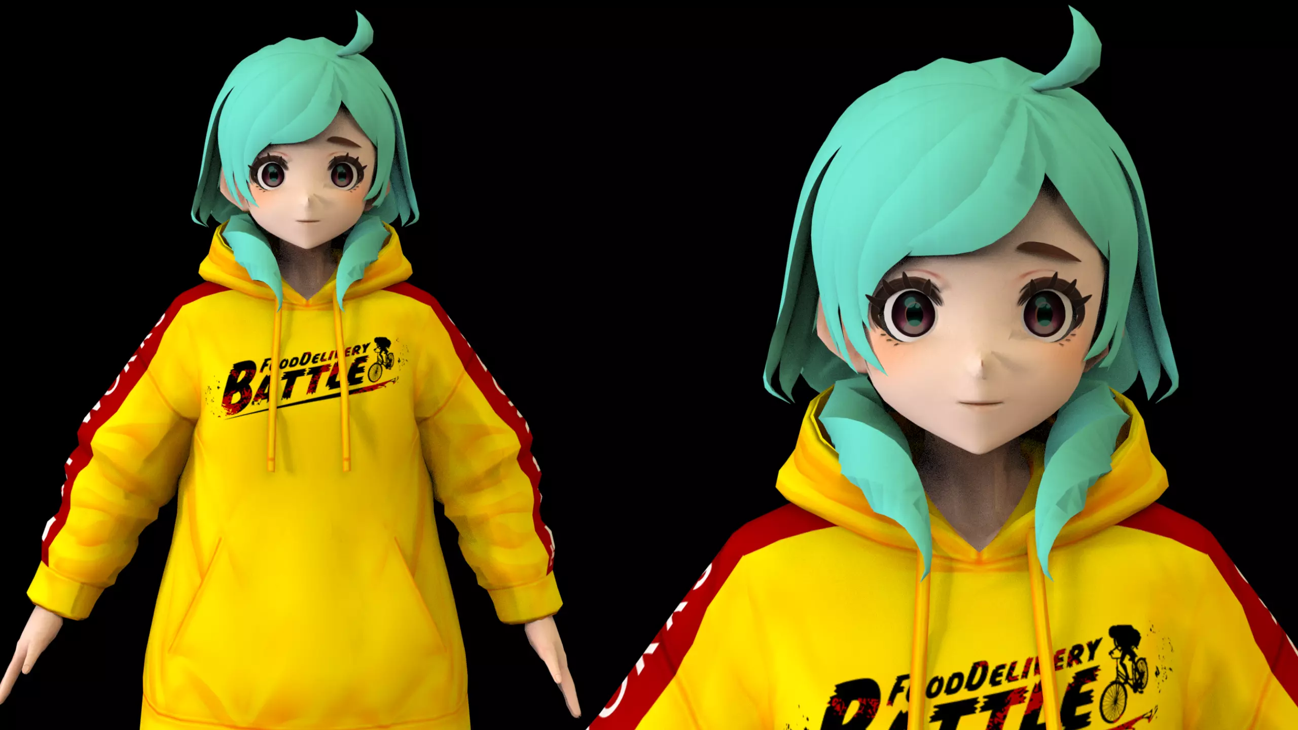 Anime Girl Low Poly Character 8 Low-poly 3D model_0