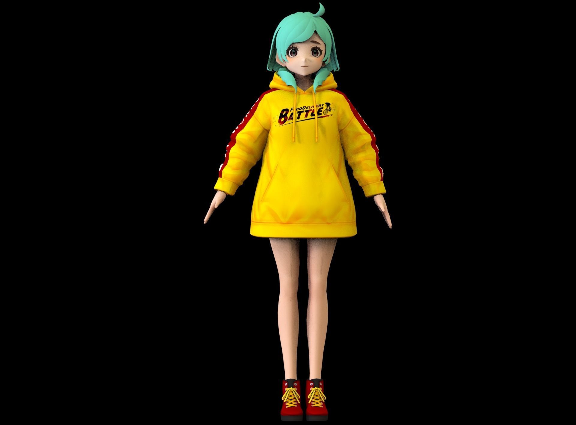 Anime Girl Low Poly Character 8 Low-poly 3D model_3