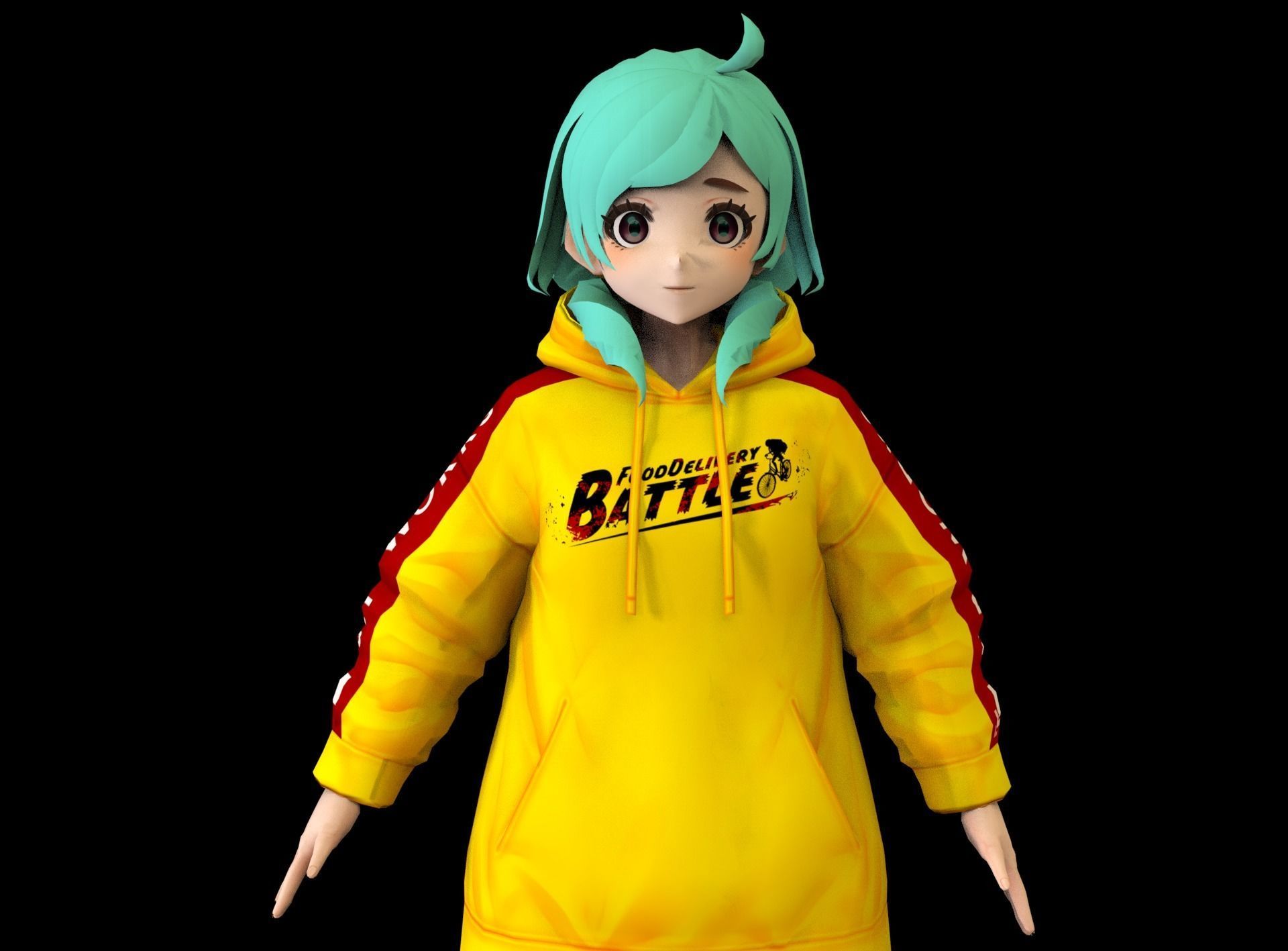 Anime Girl Low Poly Character 8 Low-poly 3D model_2