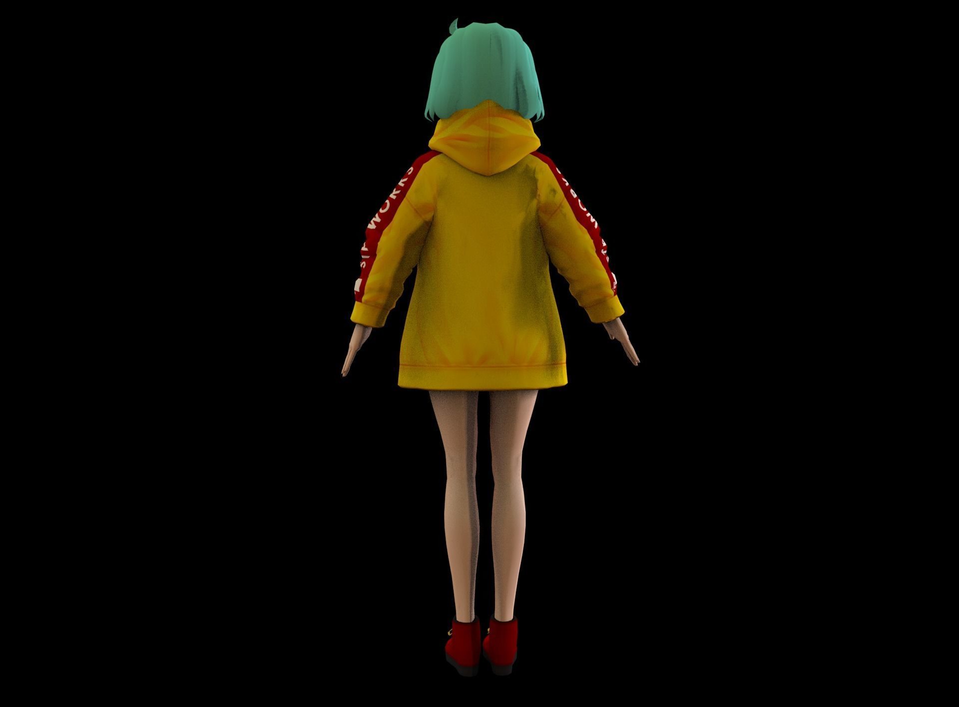 Anime Girl Low Poly Character 8 Low-poly 3D model_6