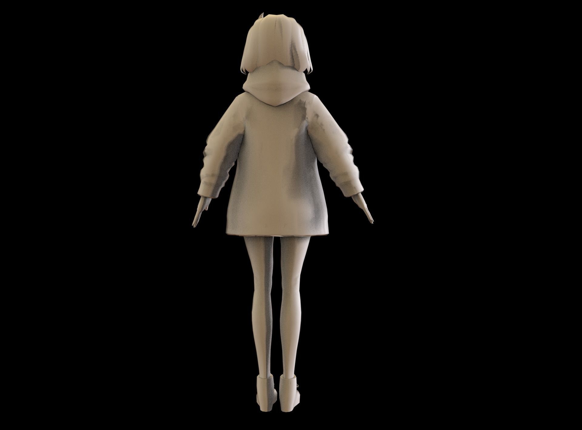 Anime Girl Low Poly Character 8 Low-poly 3D model_10