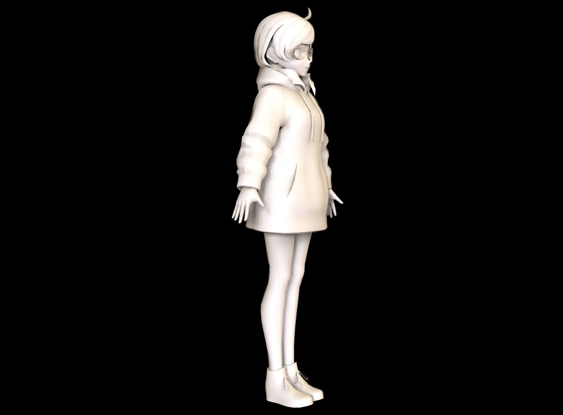Anime Girl Low Poly Character 8 Low-poly 3D model_9