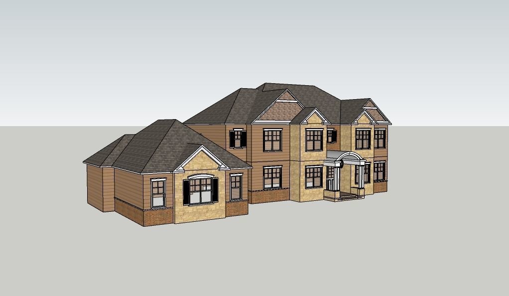 Residential Old Colonial House Exterior 3D model_2