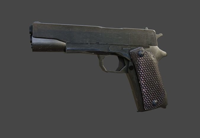 Low-Poly Dark Steel Colt 1911 Low-poly 3D model
