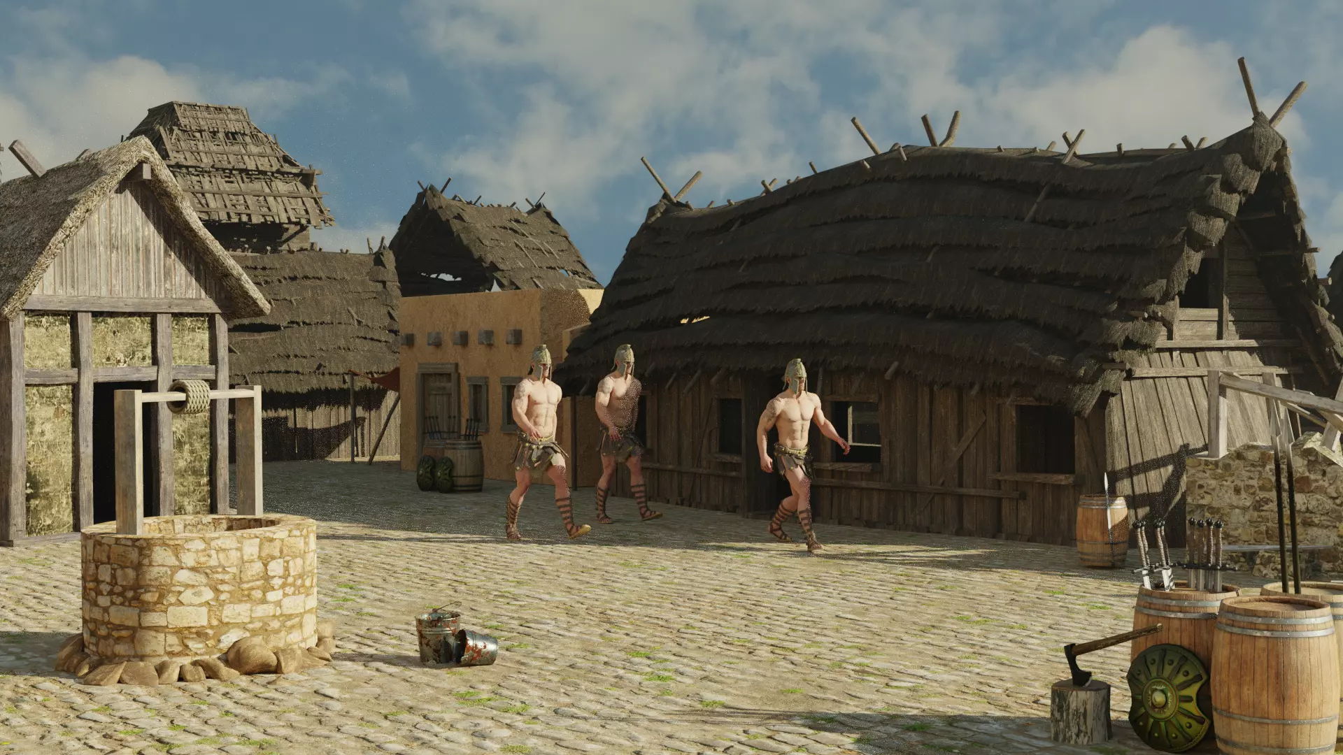 Ancient Rome Scene with all textures and animation 3D model_0