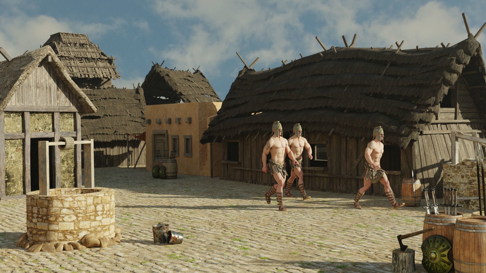 Ancient Rome Scene with all textures and animation 3D model_2