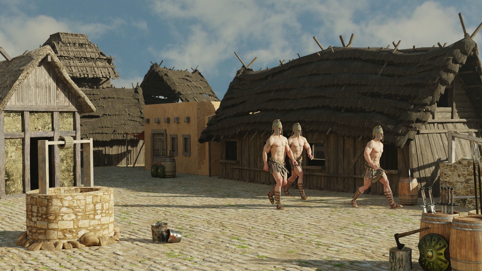 Ancient Rome Scene with all textures and animation 3D model_3