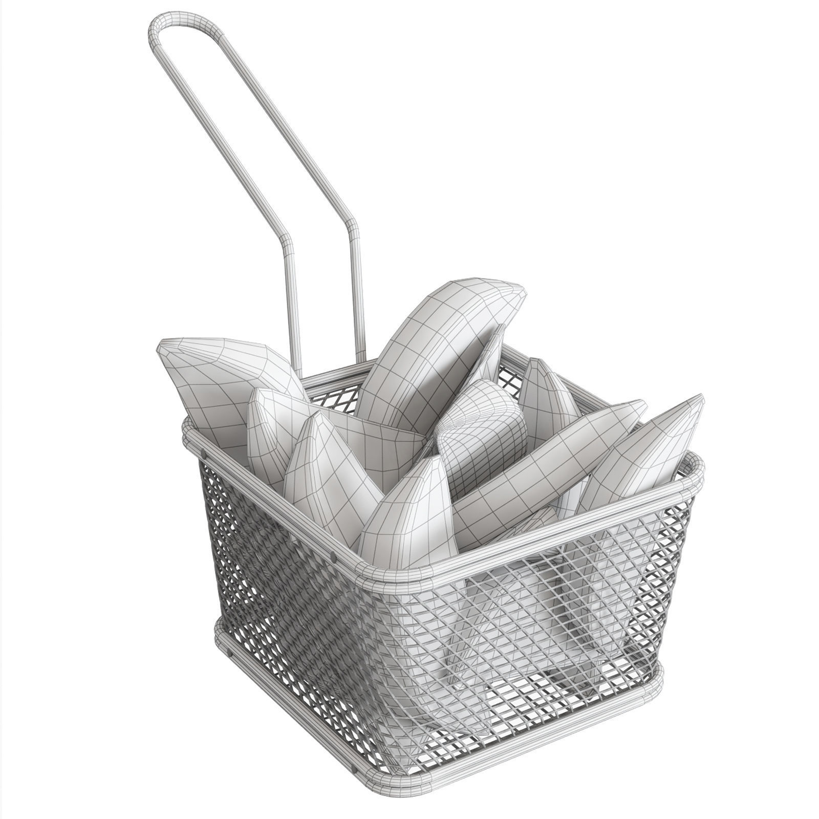 Stainless Steel Small 5 inches Fryer Basket 1 count box 3D model_6