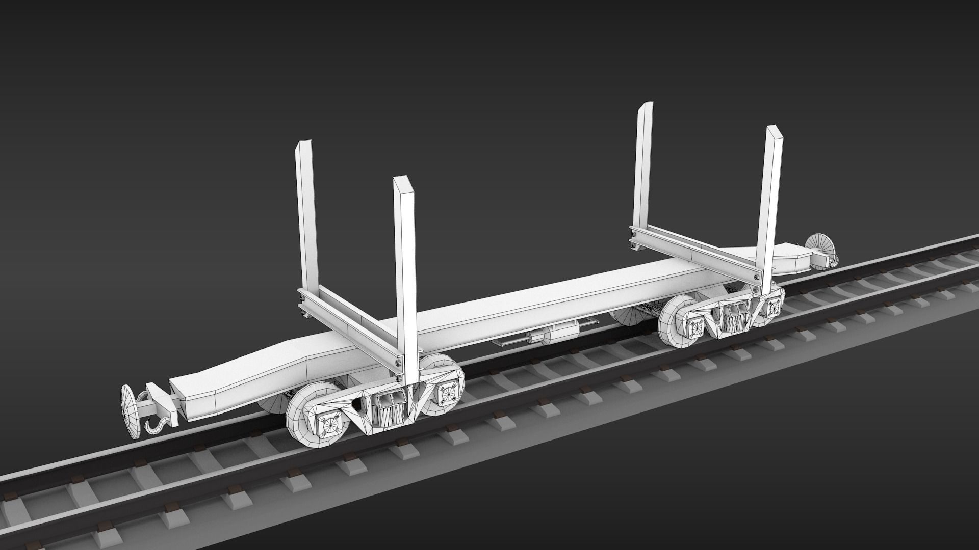 USSR Narrow gauge cargo wagons set 3D model_16