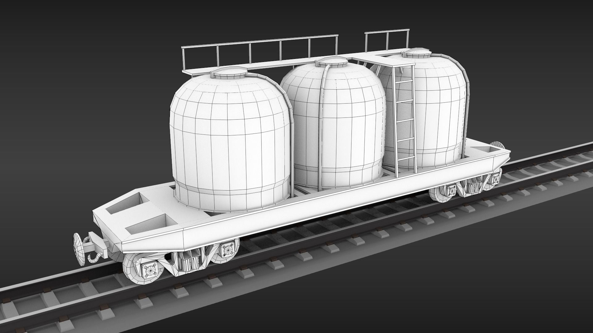 USSR Narrow gauge cargo wagons set 3D model_7
