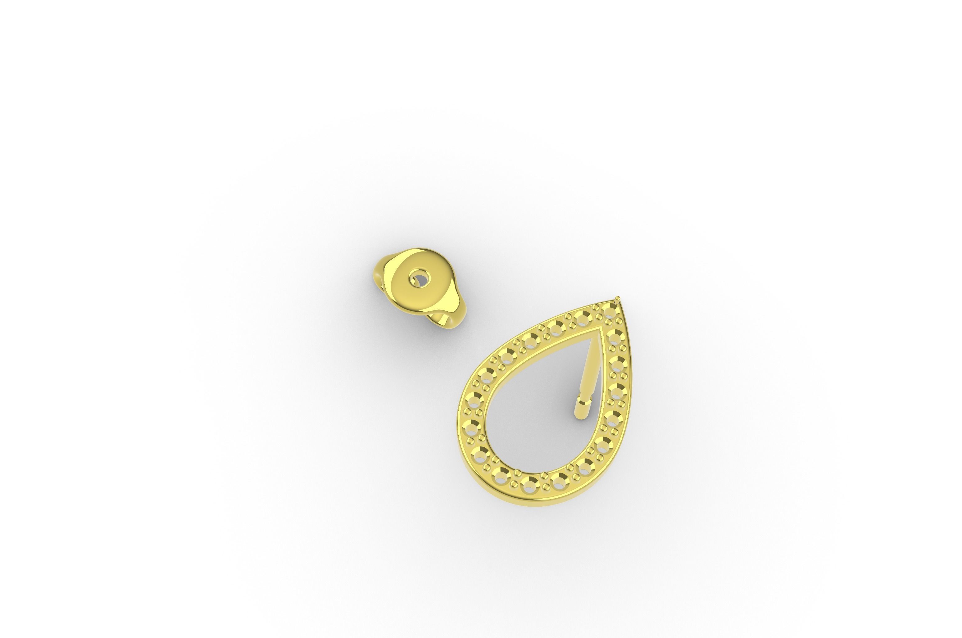 Classic Pear Shape Diamond Earring 3D print model_5