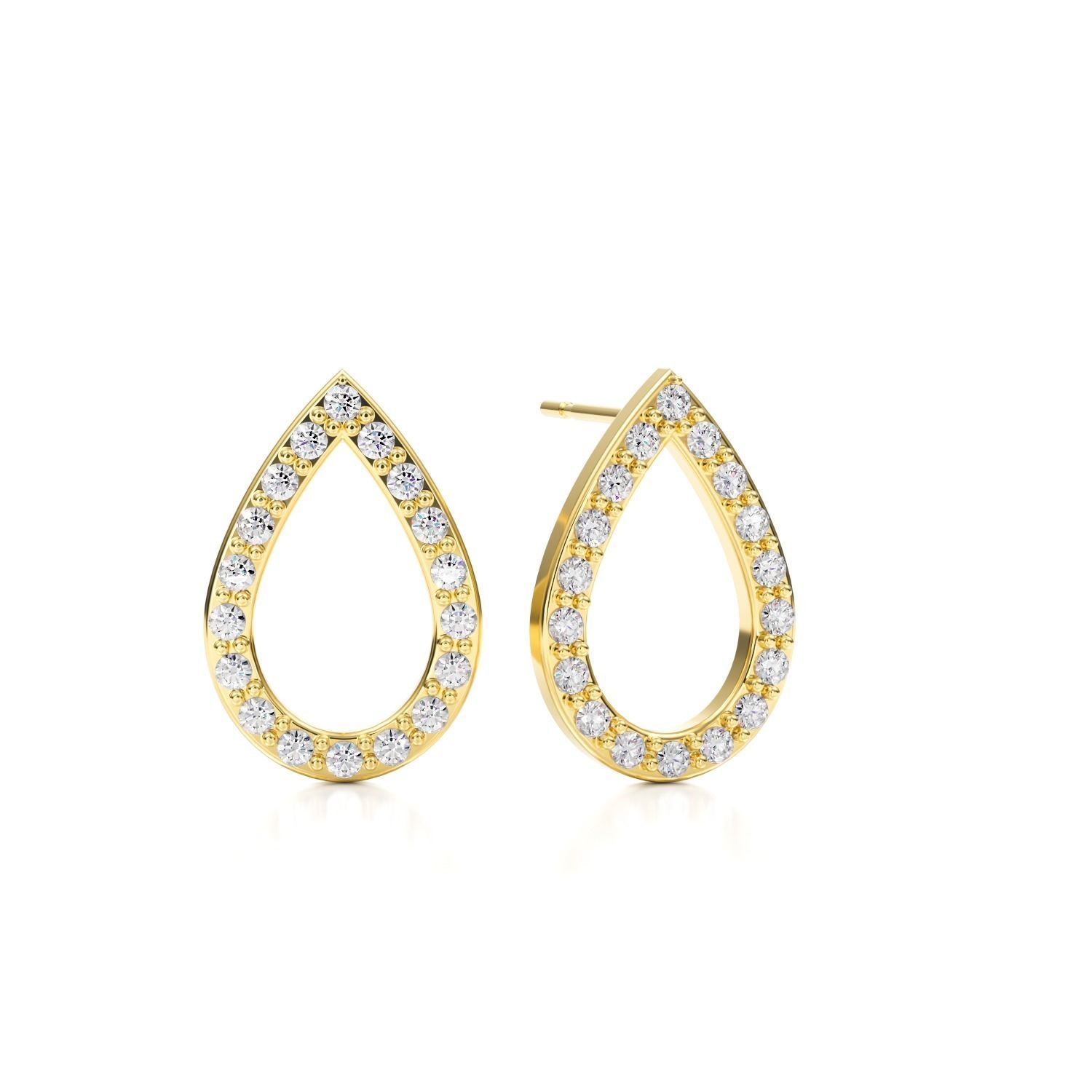 Classic Pear Shape Diamond Earring 3D print model_1