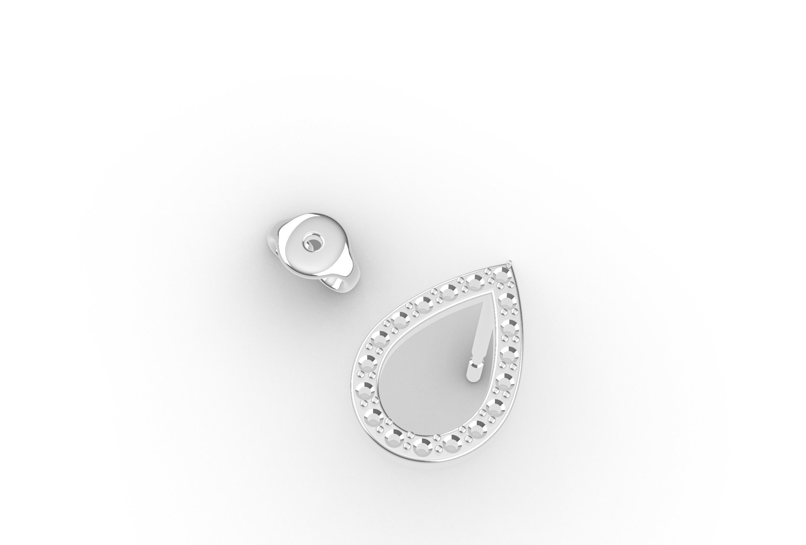 Classic Pear Shape Diamond Earring 3D print model_6