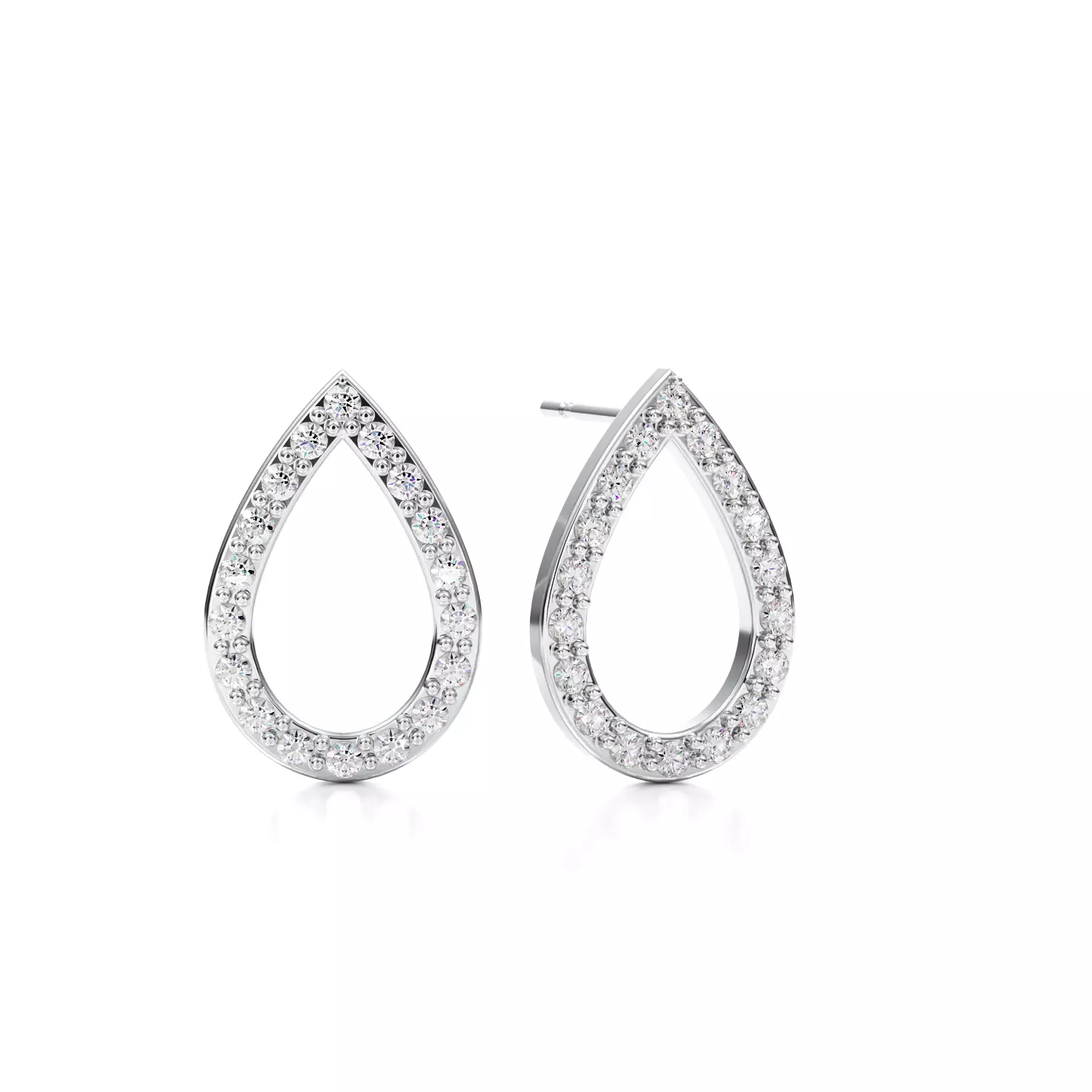 Classic Pear Shape Diamond Earring 3D print model_0