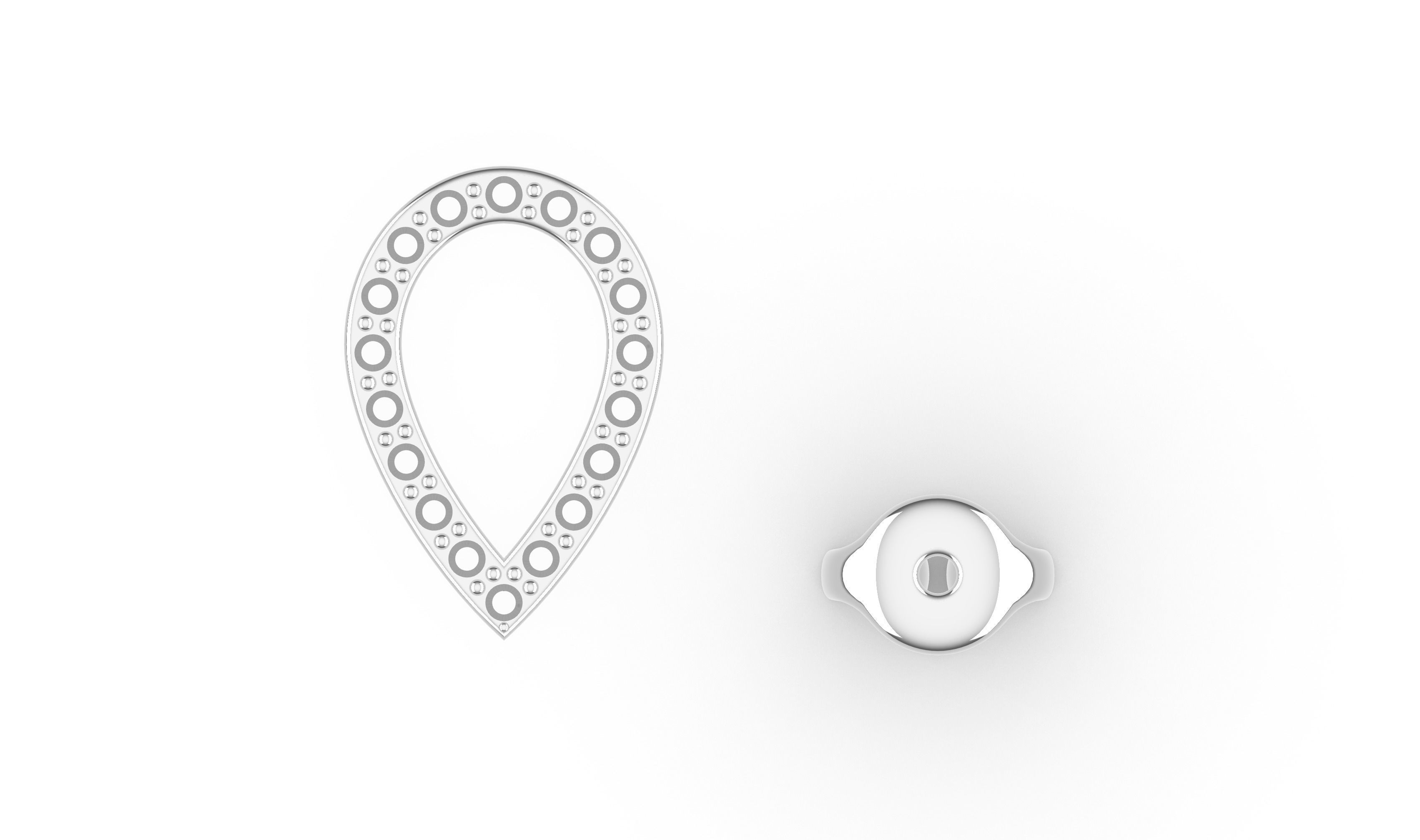 Classic Pear Shape Diamond Earring 3D print model_7