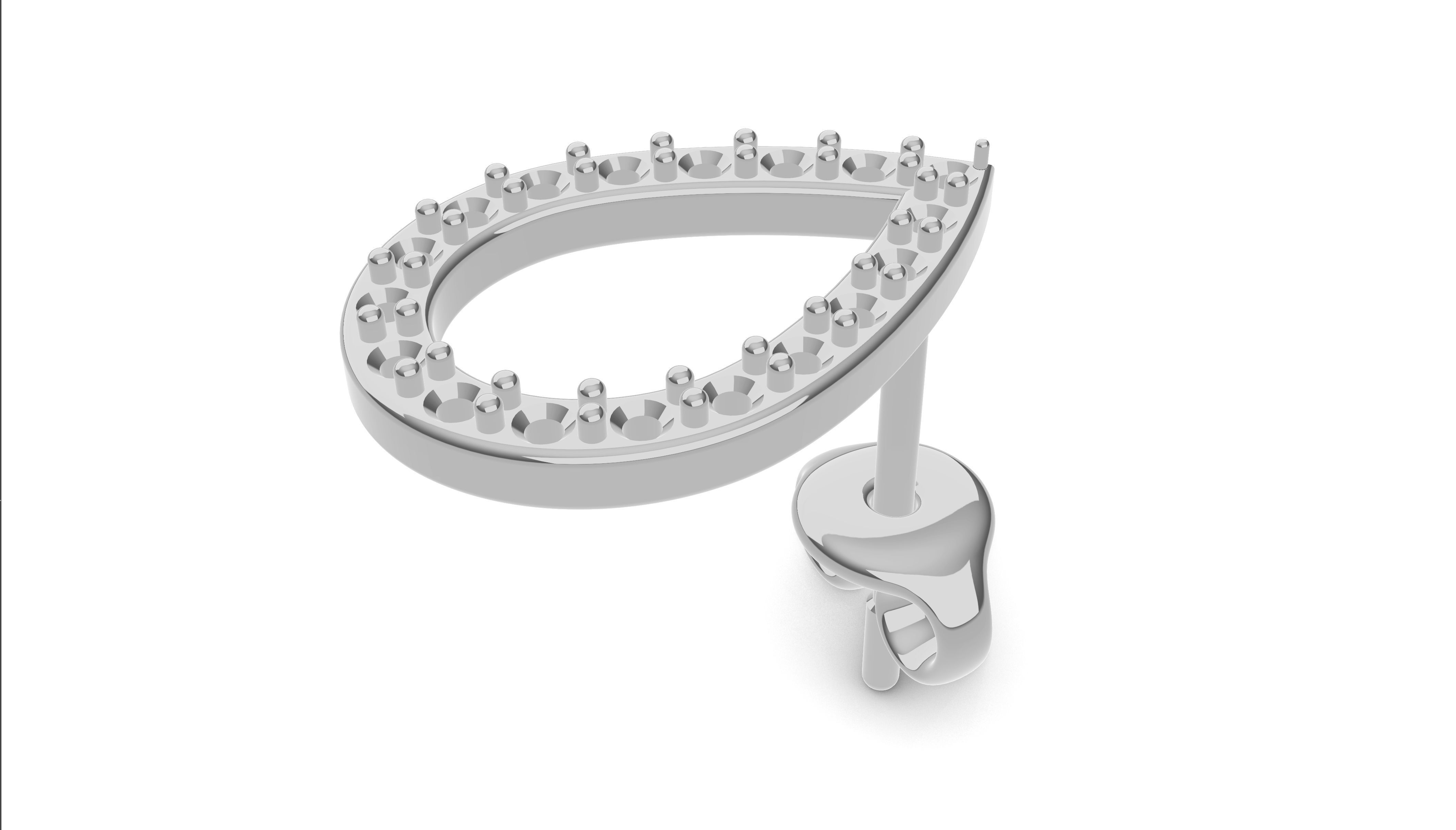 Classic Pear Shape Diamond Earring 3D print model_2