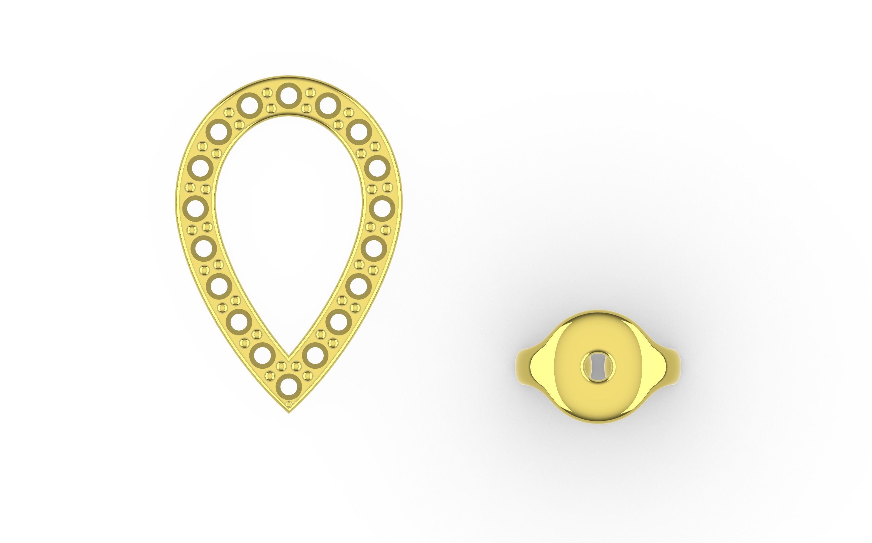 Classic Pear Shape Diamond Earring 3D print model_8