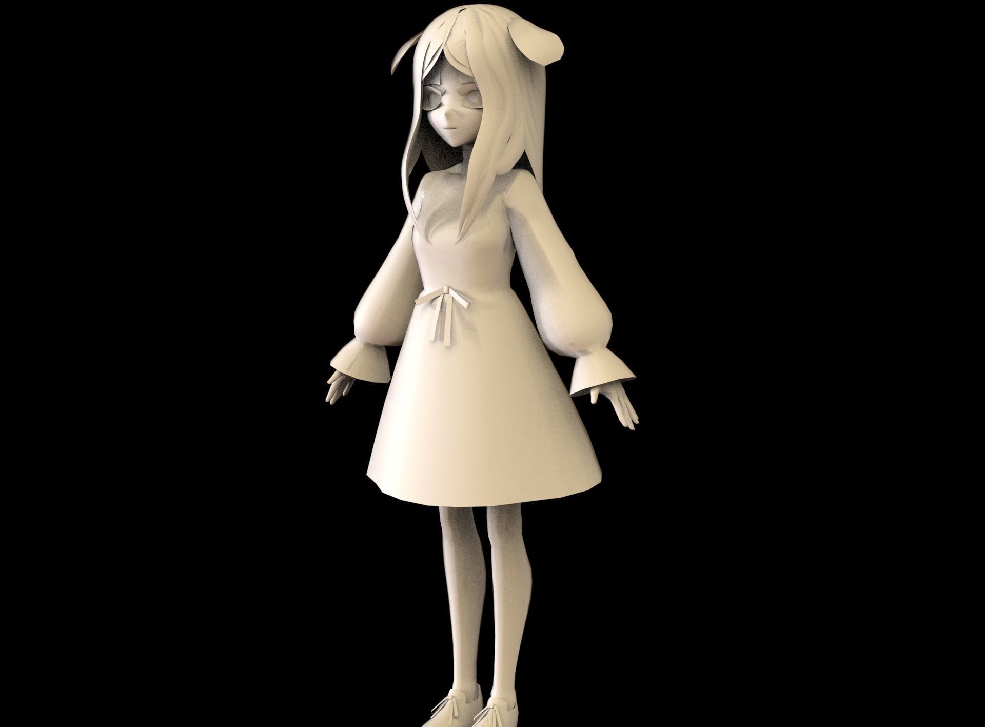 Anime Girl Low Poly Character 9 Low-poly 3D model_11