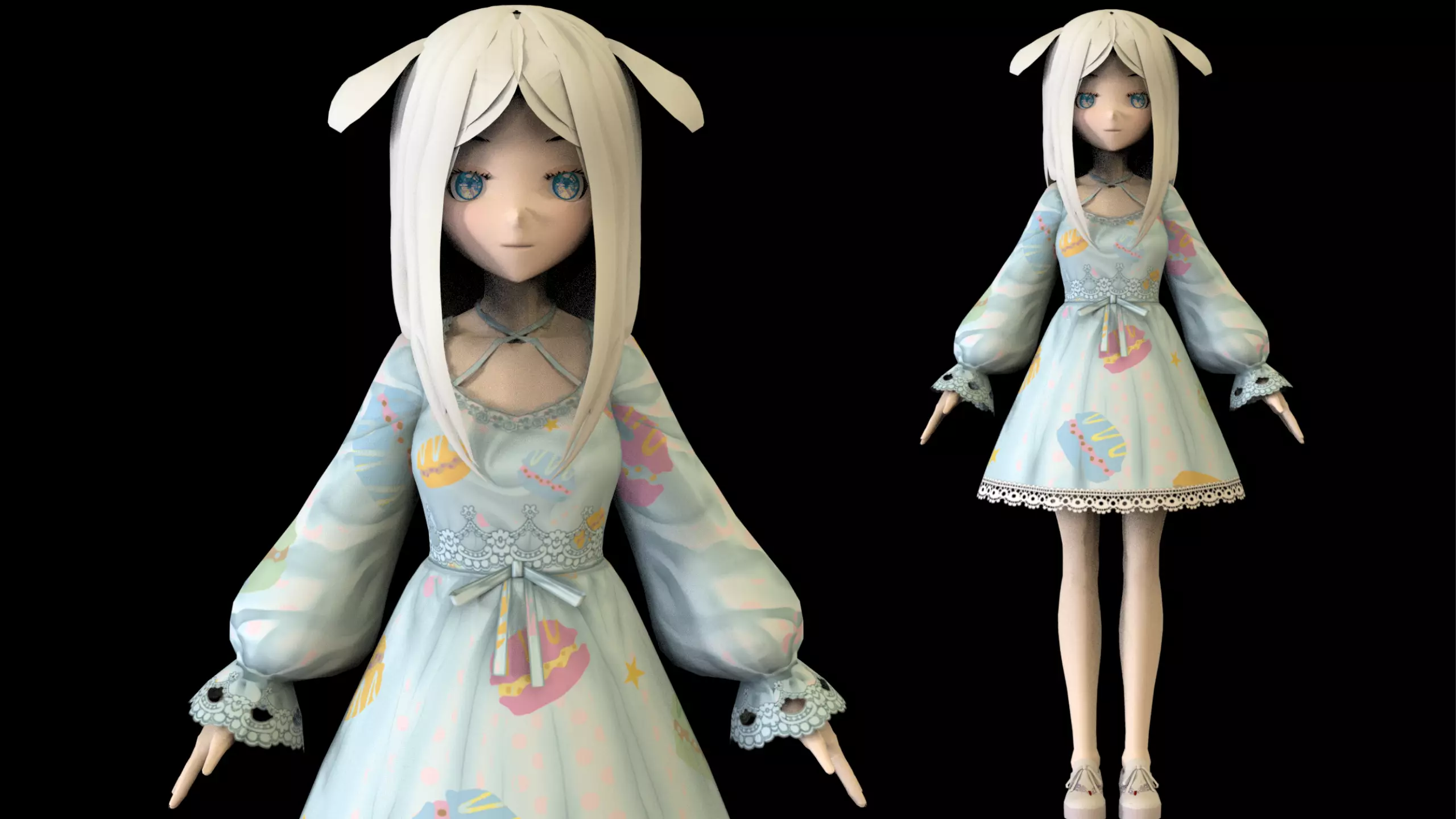 Anime Girl Low Poly Character 9 Low-poly 3D model_0