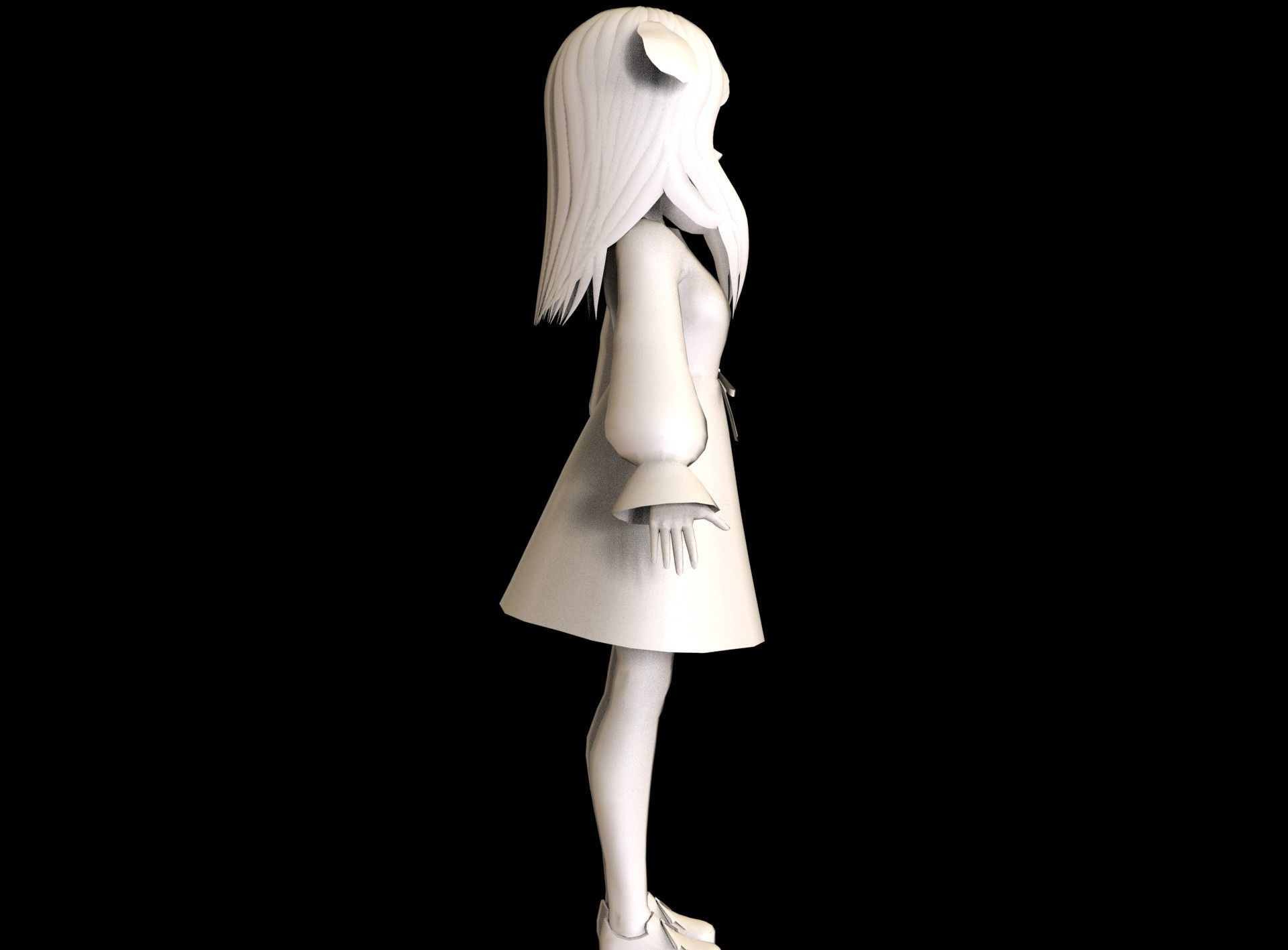 Anime Girl Low Poly Character 9 Low-poly 3D model_9