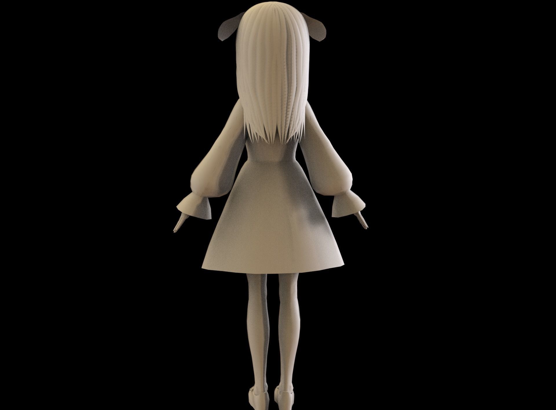 Anime Girl Low Poly Character 9 Low-poly 3D model_10
