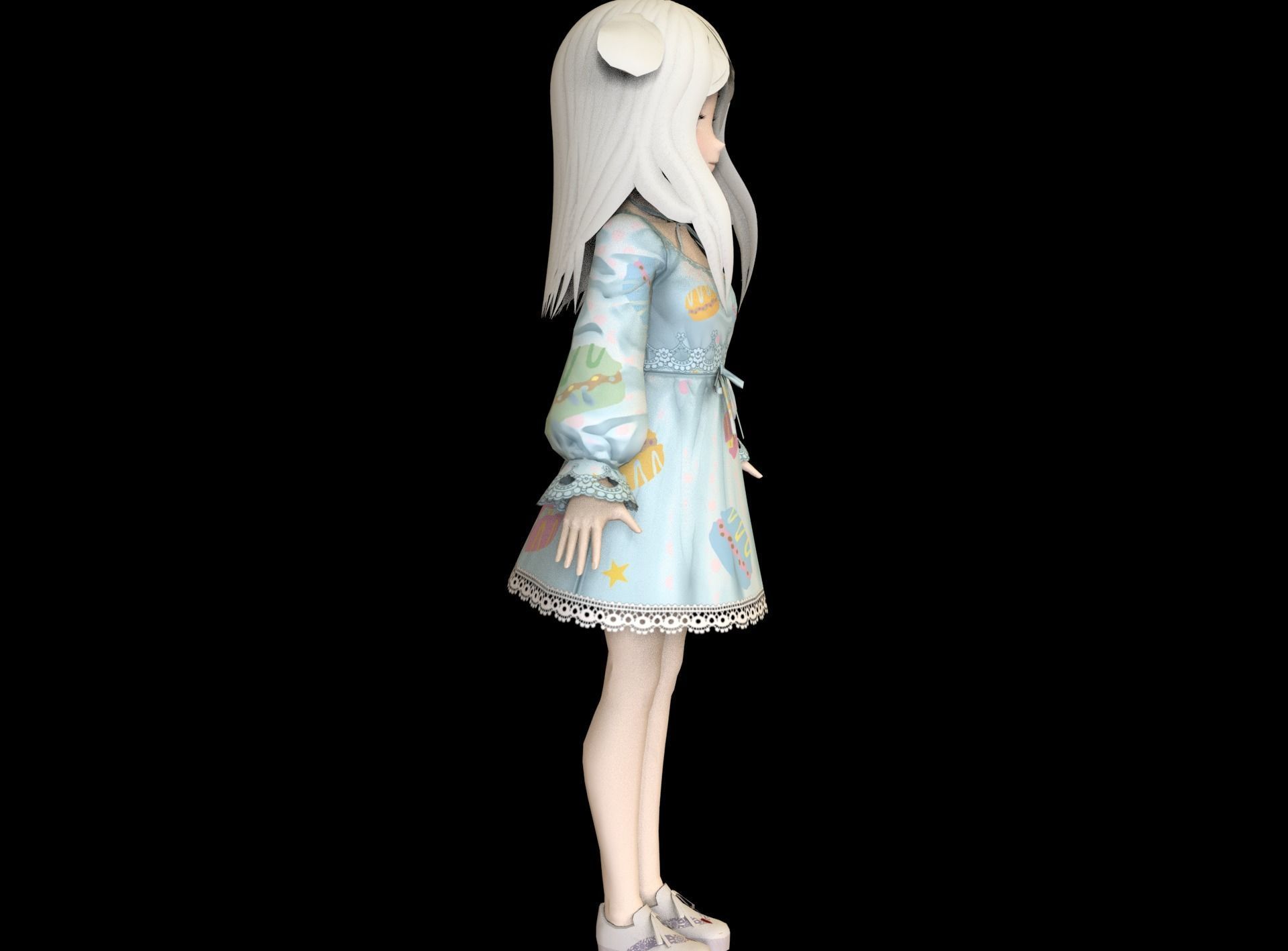 Anime Girl Low Poly Character 9 Low-poly 3D model_5