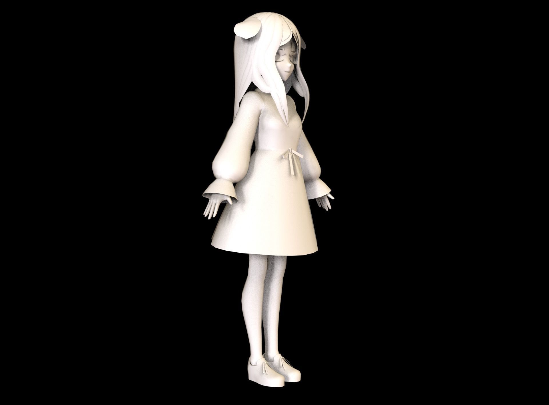 Anime Girl Low Poly Character 9 Low-poly 3D model_8