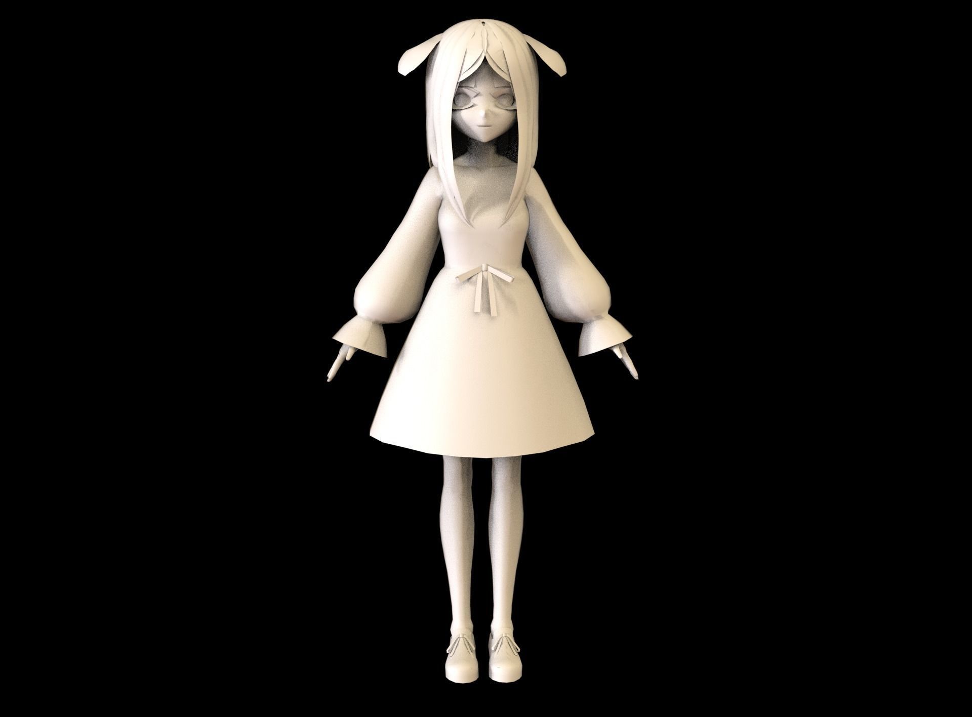 Anime Girl Low Poly Character 9 Low-poly 3D model_7