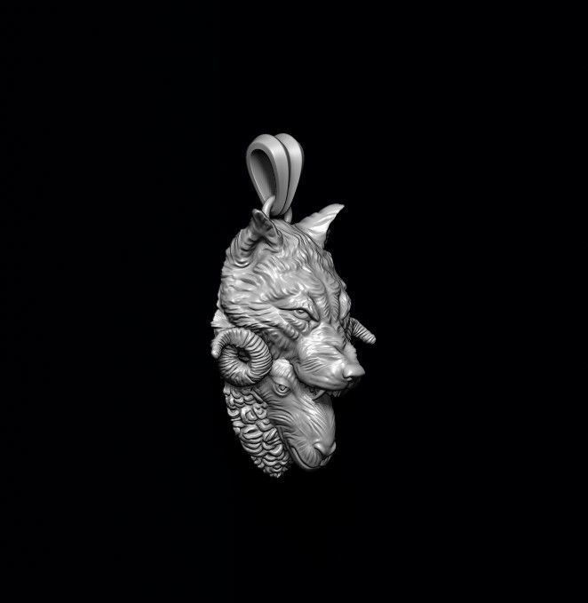 Sheep wolf pendant 3D print model_5
