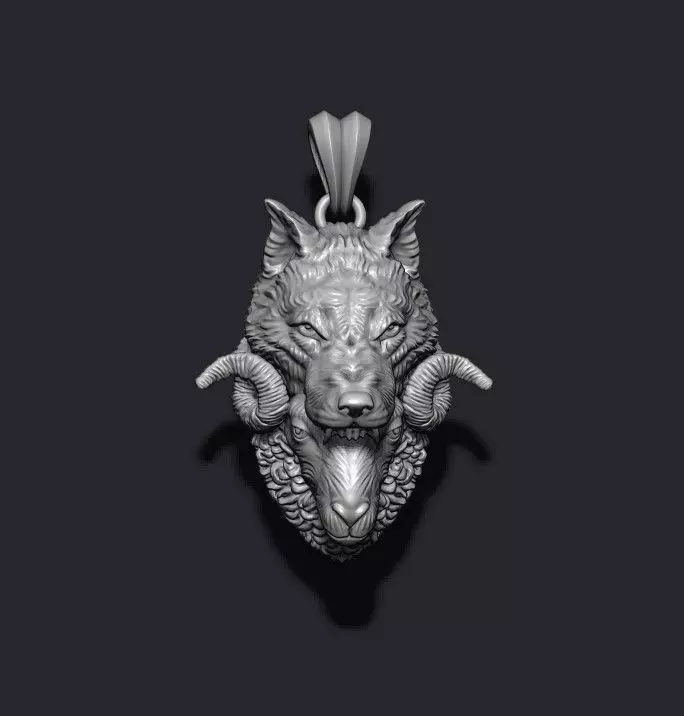 Sheep wolf pendant 3D print model_0