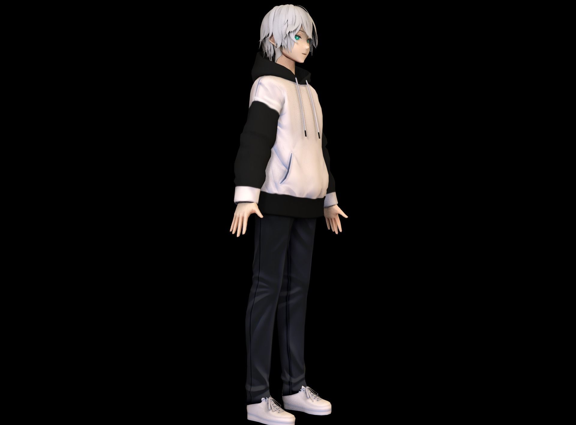 Anime Boy Low Poly Character 10 Low-poly 3D model_2