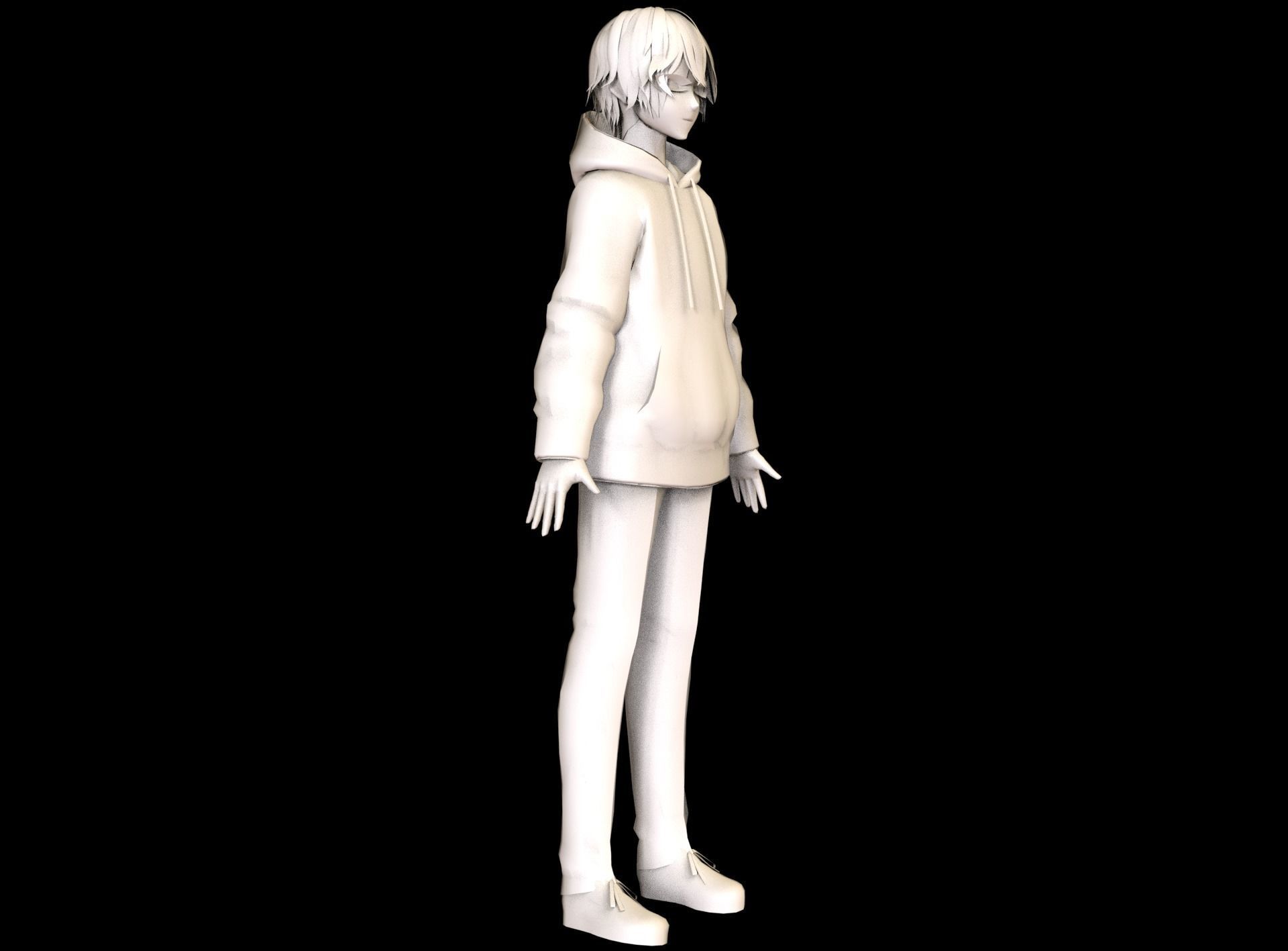 Anime Boy Low Poly Character 10 Low-poly 3D model_9