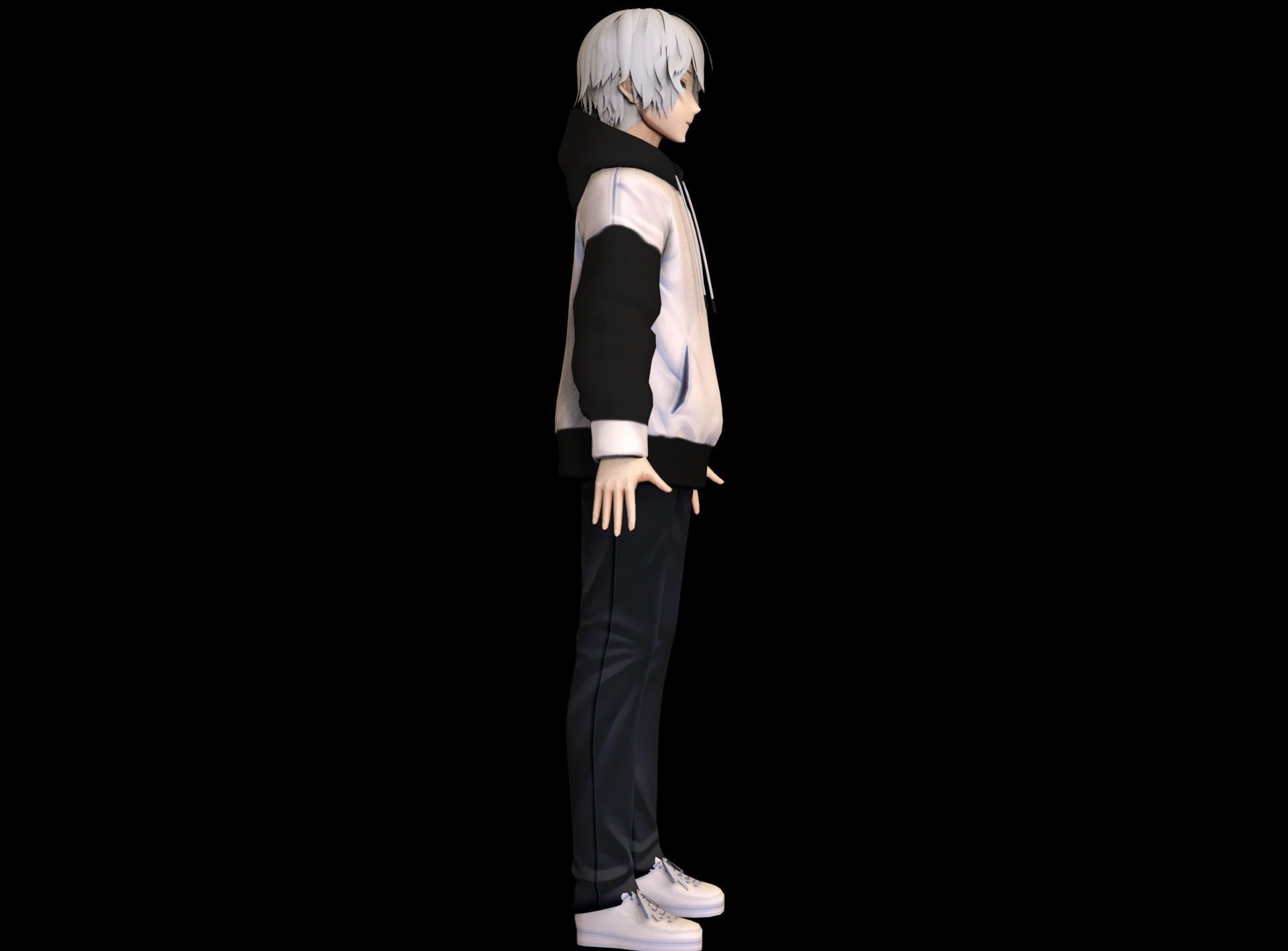 Anime Boy Low Poly Character 10 Low-poly 3D model_3