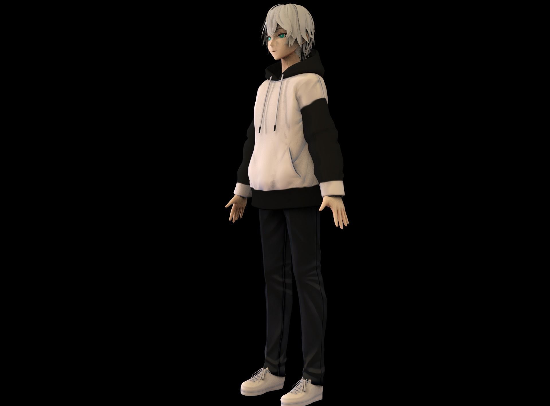 Anime Boy Low Poly Character 10 Low-poly 3D model_5