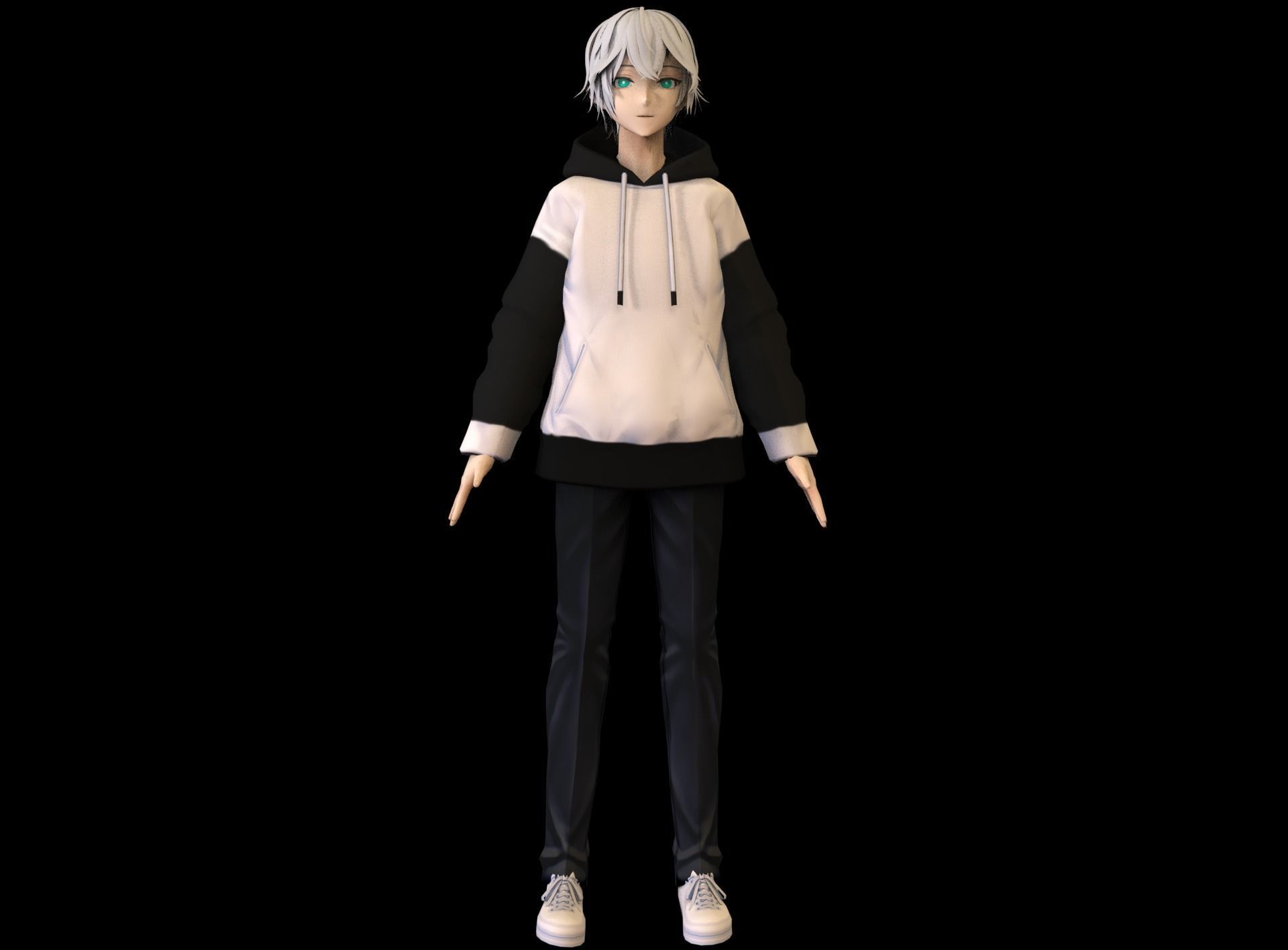 Anime Boy Low Poly Character 10 Low-poly 3D model_1