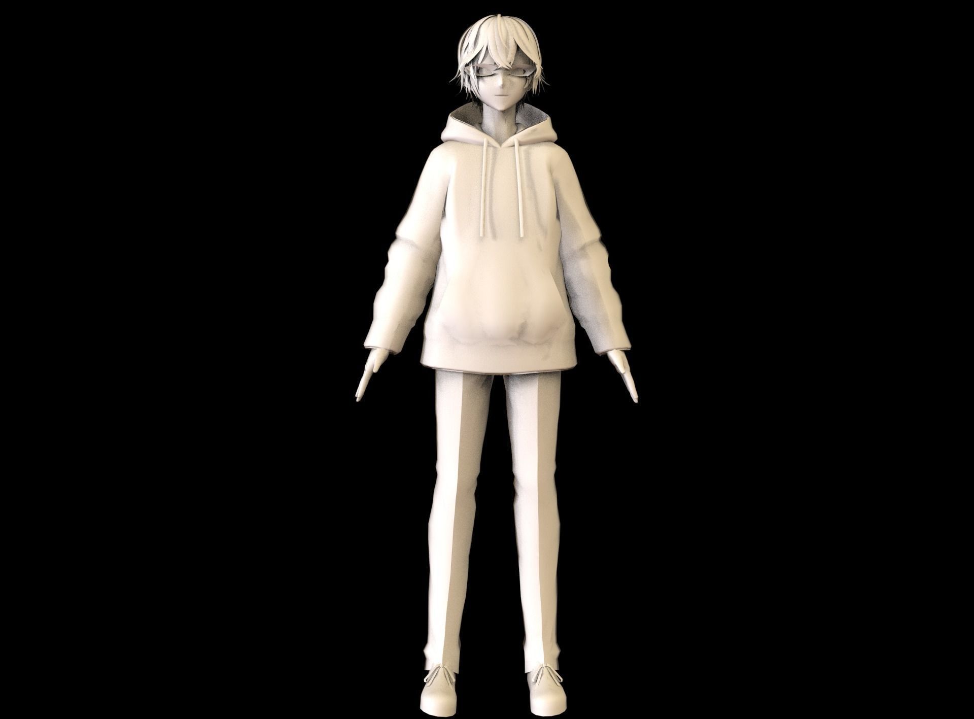 Anime Boy Low Poly Character 10 Low-poly 3D model_8