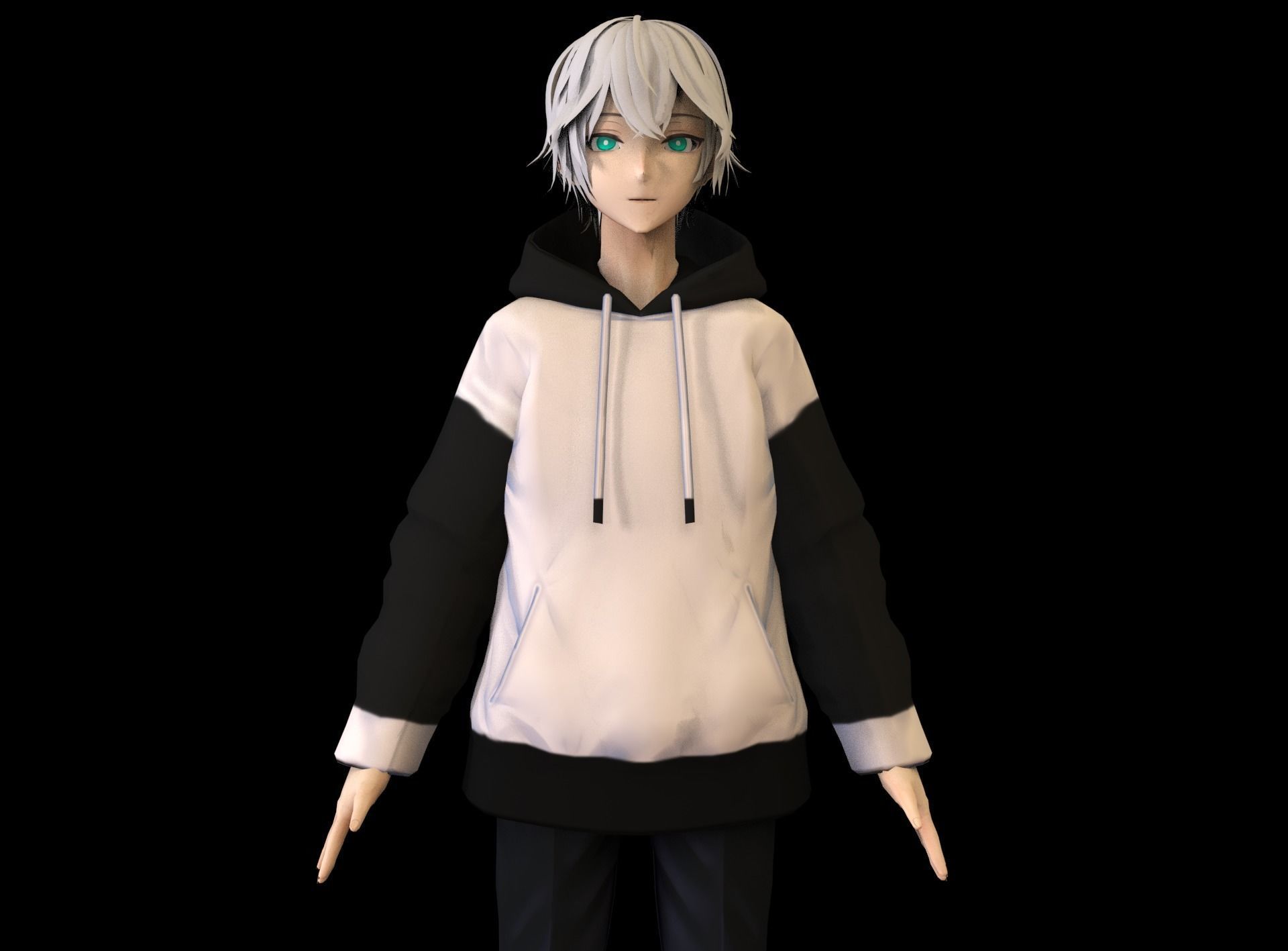 Anime Boy Low Poly Character 10 Low-poly 3D model_6