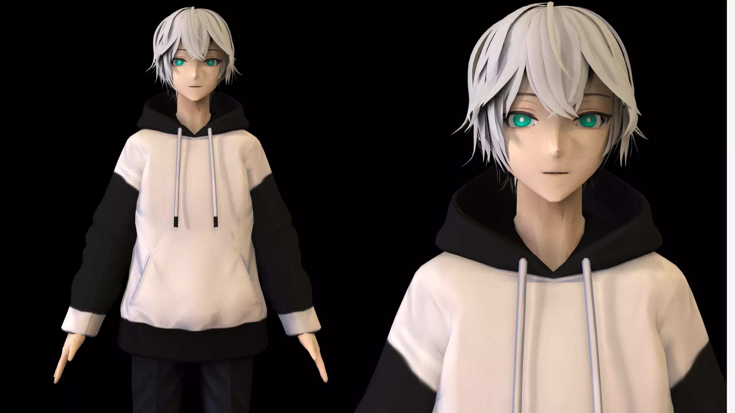 Anime Boy Low Poly Character 10 Low-poly 3D model_0