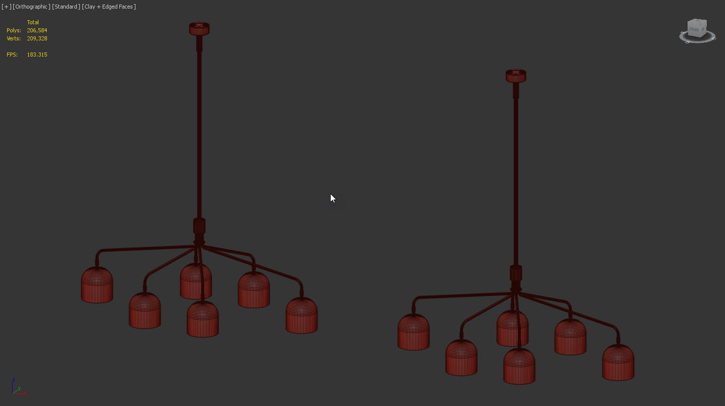 Howard Chandelier 6 Arm by Gubi 3D model_12