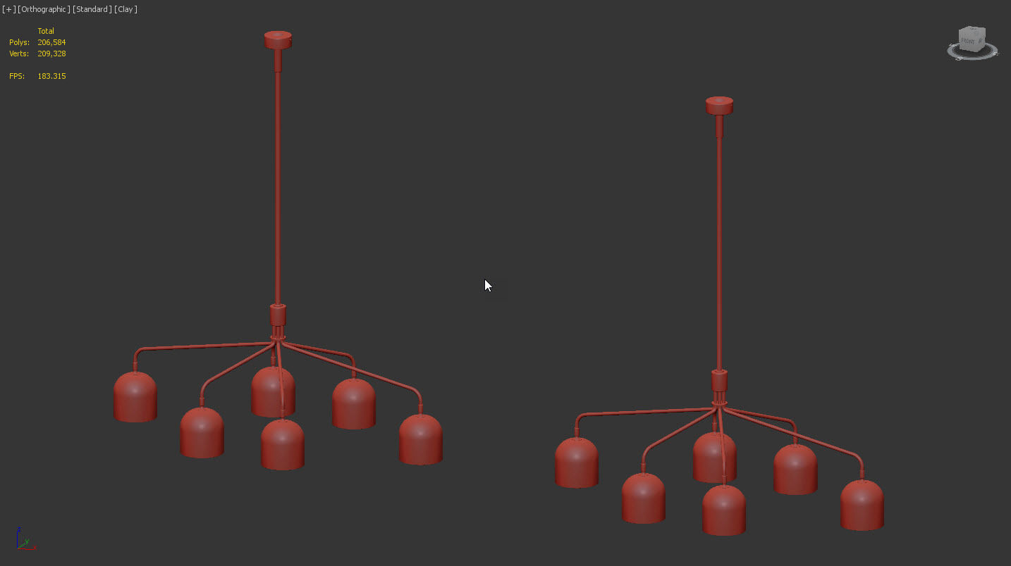 Howard Chandelier 6 Arm by Gubi 3D model_11