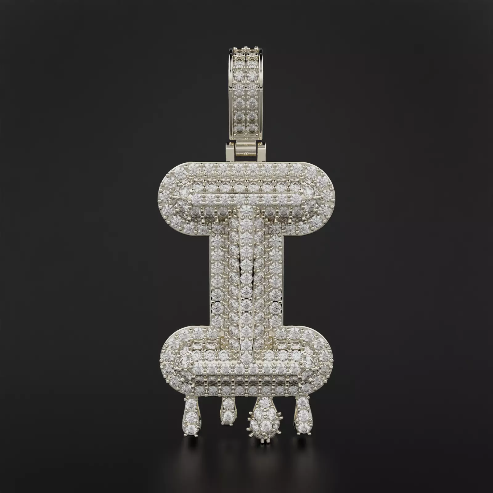 Bubble Letter I with Drip Pendant 3D print model_0