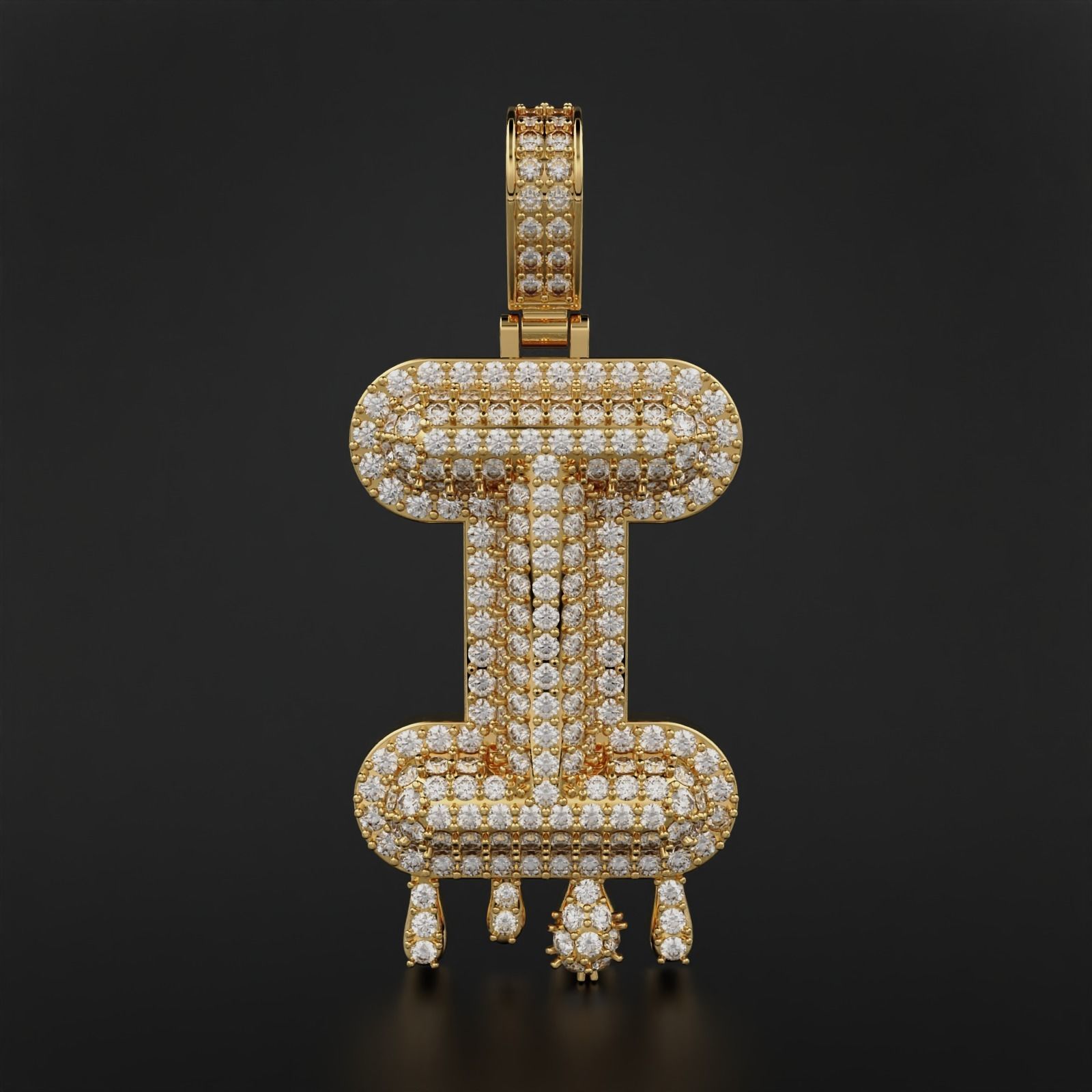 Bubble Letter I with Drip Pendant 3D print model_2