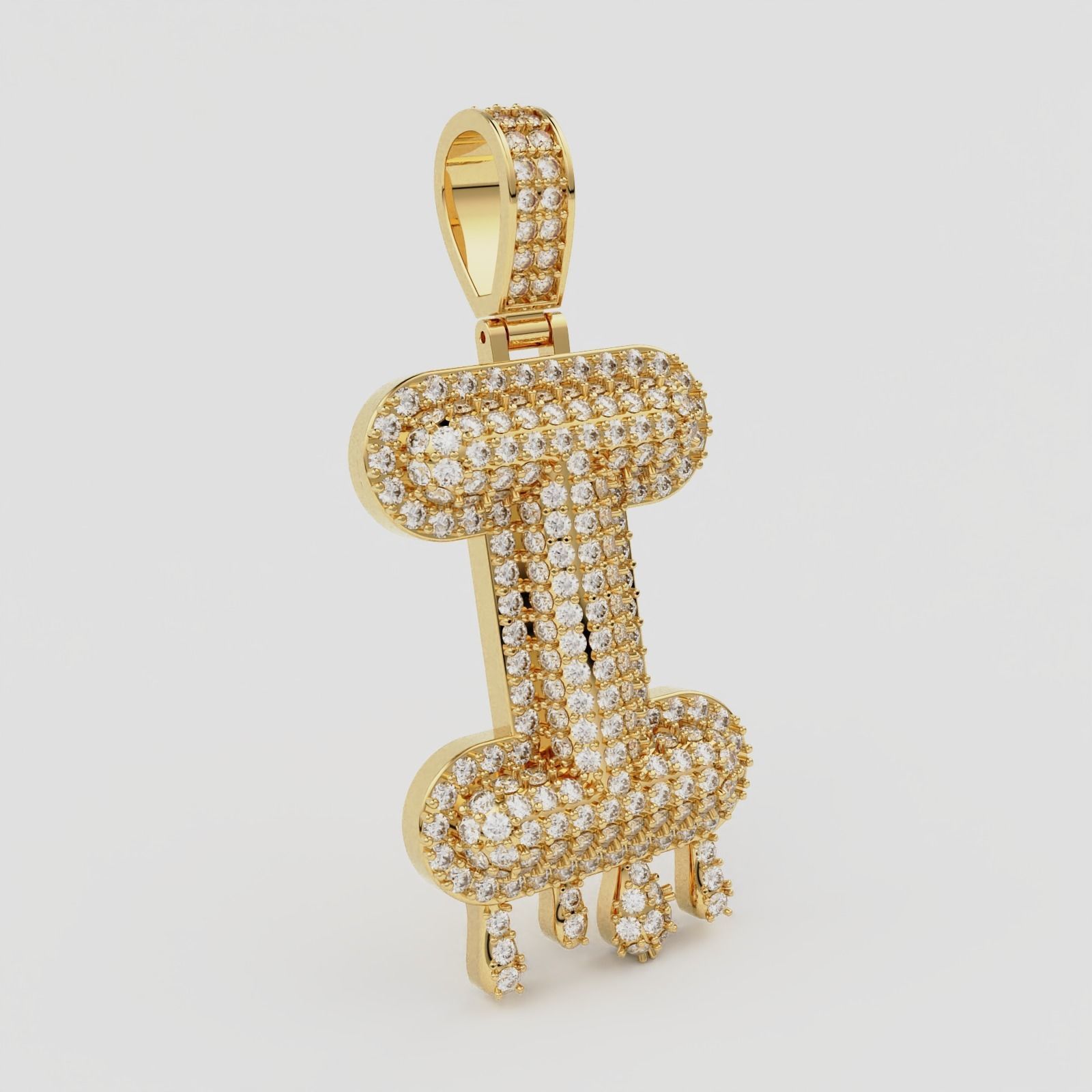 Bubble Letter I with Drip Pendant 3D print model_3